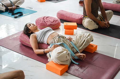 Yoga students practicing asanas during Yoga Teacher Training in Rishikesh India